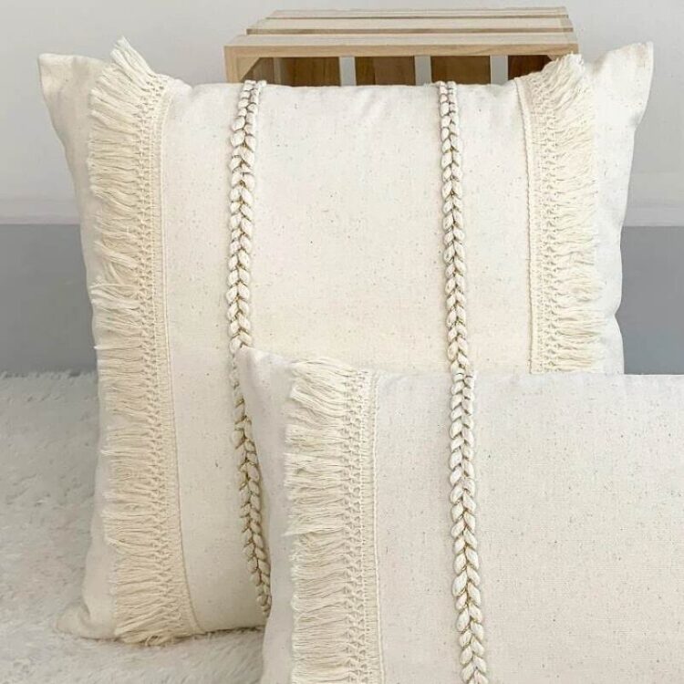 Pillow: Natural Braid & Fringe (Cover or Complete | 18"x18")