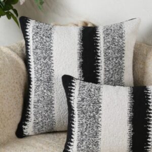 Pillow Cover: Textured Wide Stripe - Black/White (18"x18")