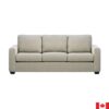 Light grey sofa with 3 seat and 3 back cushions. Boxy shape, short leg.