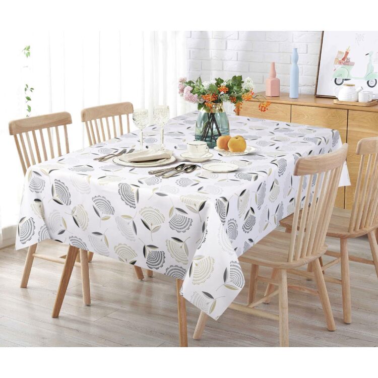 Tablecloth: Karter Beige (94" x 58") - Stain Resistant