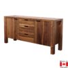 Large wood sideboard with 2 drawers, and 3 stacked drawers in the centre. Natural Walnut.