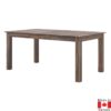Rectangular dining table with square legs in natural walnut wood.